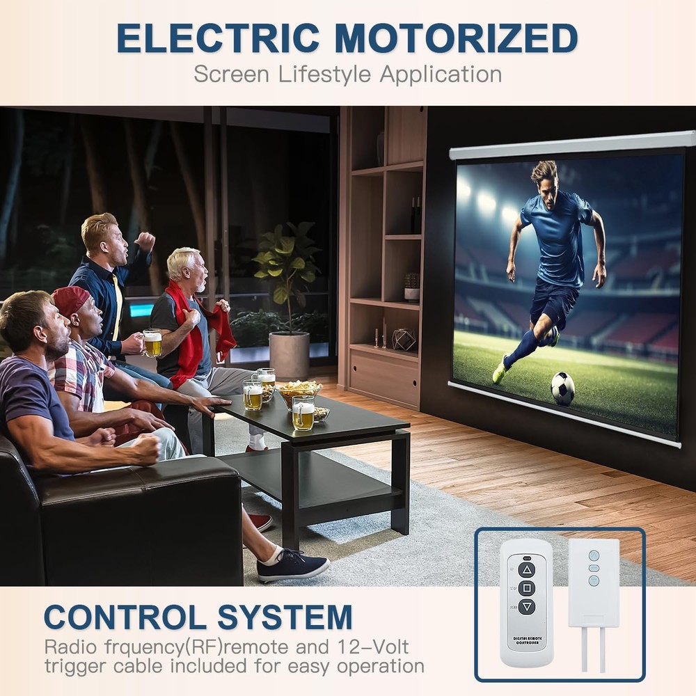 YODOLLA 150" Projector Screen Motorized 16:9, 4K HD Pull Down Retractable...