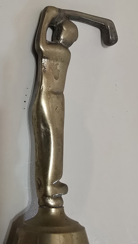 5" Vintage Solid Brass Golf Man Golfing Bell Minimalist Design