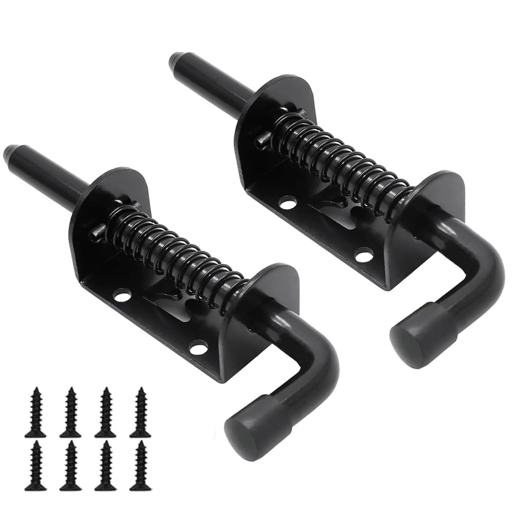 E-TING 2 Packs 5 Inch Spring Loaded Latch Pin with 8 Screws, silver black