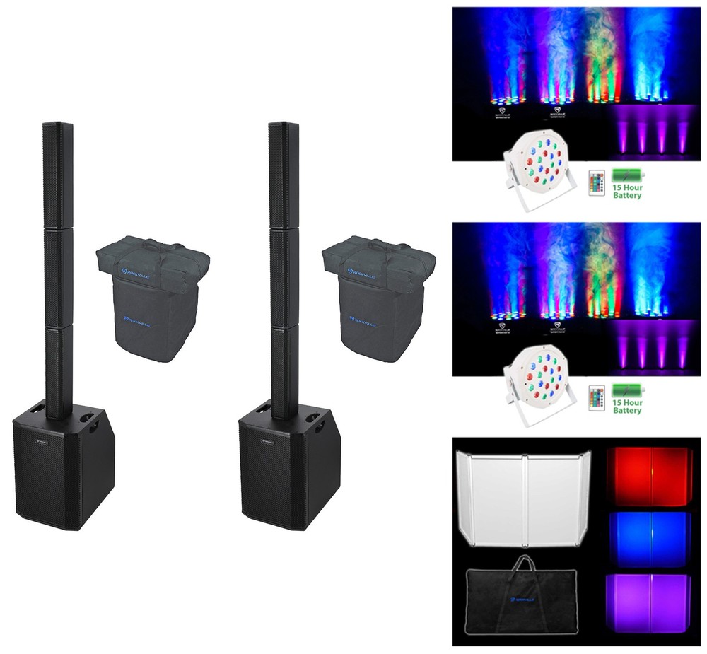 DJ Package w/2) TITAN ARRAY SYSTEM V2 Wireless Link Array Speakers+Facade+Lights