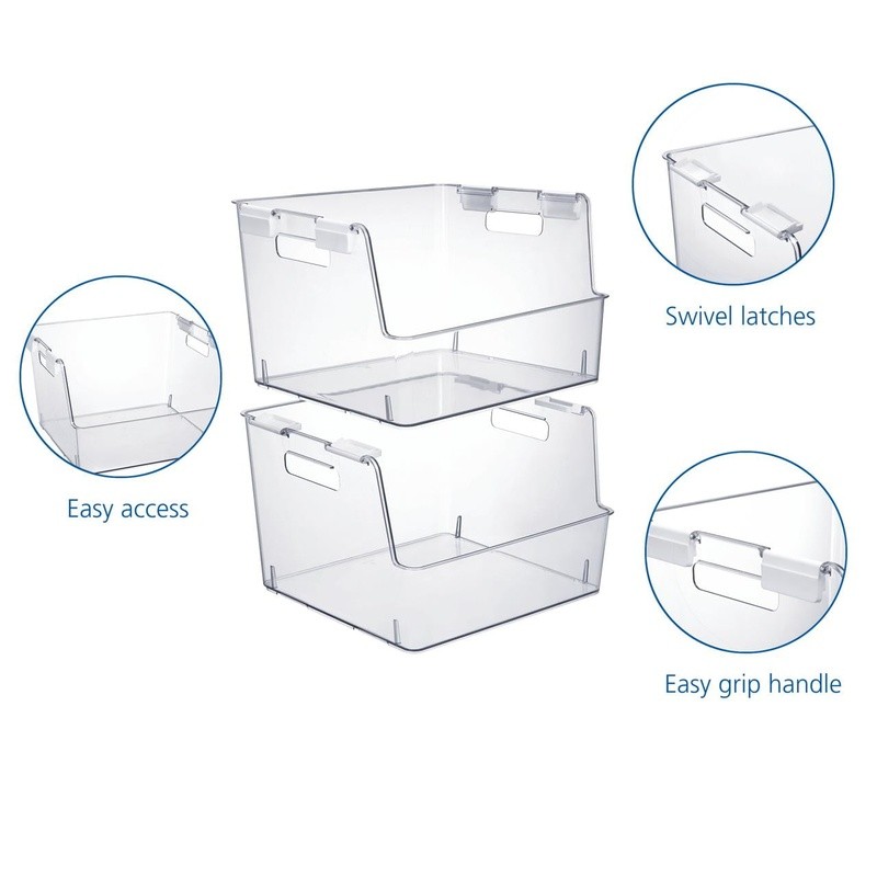 Large Stackable Clear Plastic Closet Organizer Bin W/ Latches Adult Storage New
