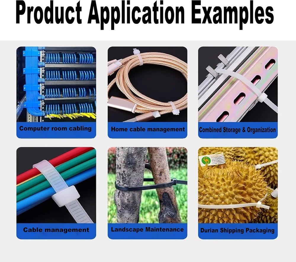 300PCS Nylon Cable Ties Assorted 4-8", LANGTSA