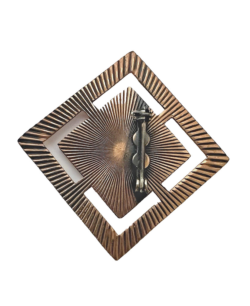 Unsigned Vtg Copper Toned Starburst Brooch