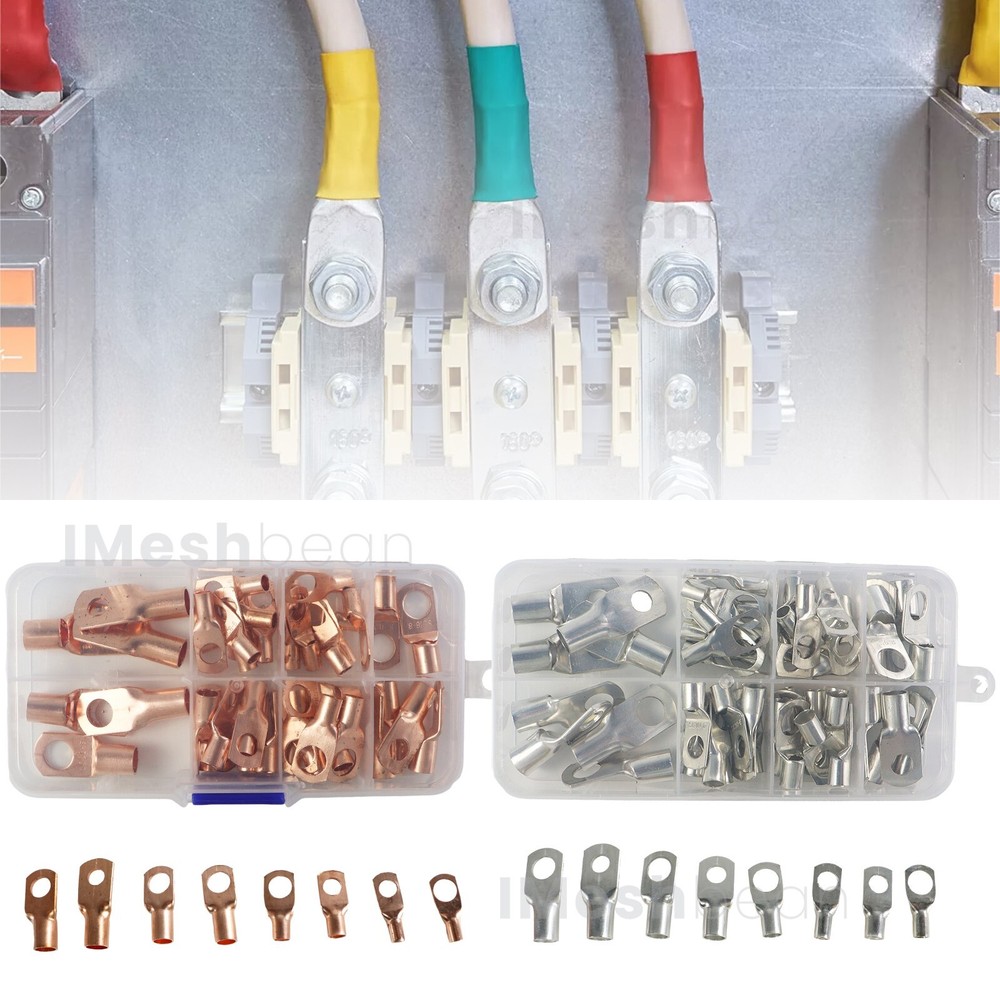 280PCS Car Copper Lug Ring Terminals Cable Electrical Wire Crimp Connectors Kit