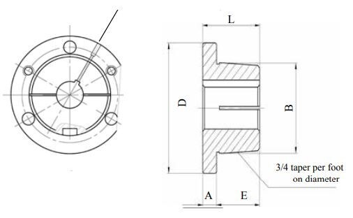 P1-1-1/4" Double Split Taper Lock Bushing
