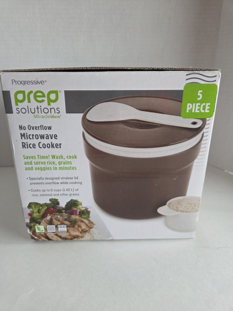 Miracle Ware Progressive Prep Solution Microwave 5 Piece No Overflow Rice Cooker