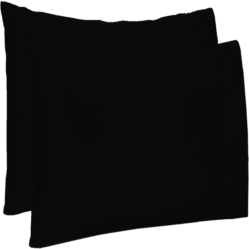 4 PCs Pillow Case Set 600 TC Egyptian Cotton Black Solid Queen Size