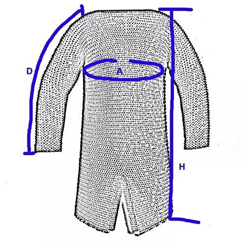 Hauberk front open 9 MM ID MS Flat Riveted half Sleeve armor chainmail shirt