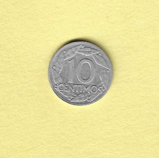 1959 Spanish 10 Centimos EF.40
