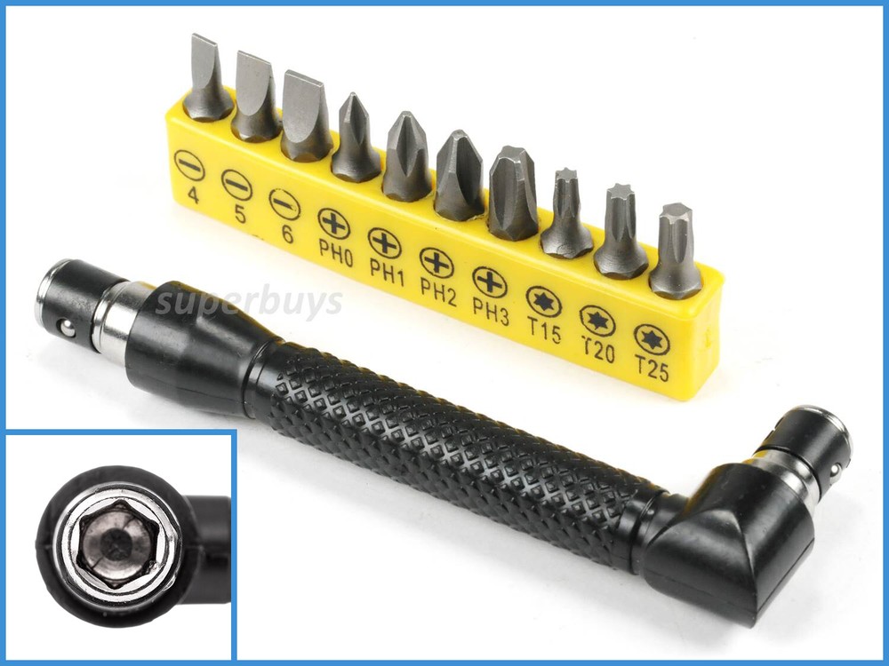 10pcs Assorted Hex Screwdriver Bit L Shaped Dual Head Socket Drill Tool Set