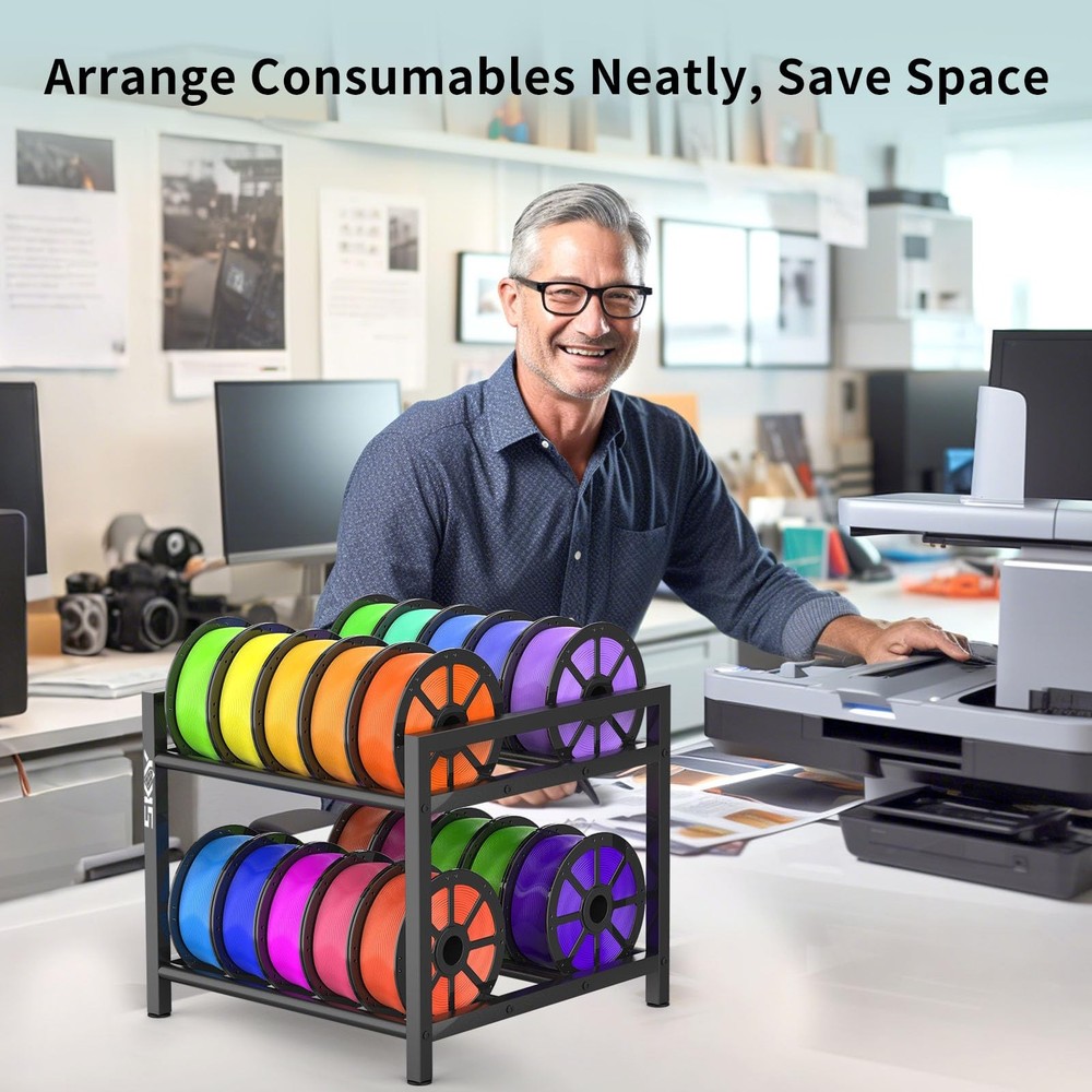 3D Printer Filament Storage Rack- Rolling Filament Spool Holders Racks, Heavy...