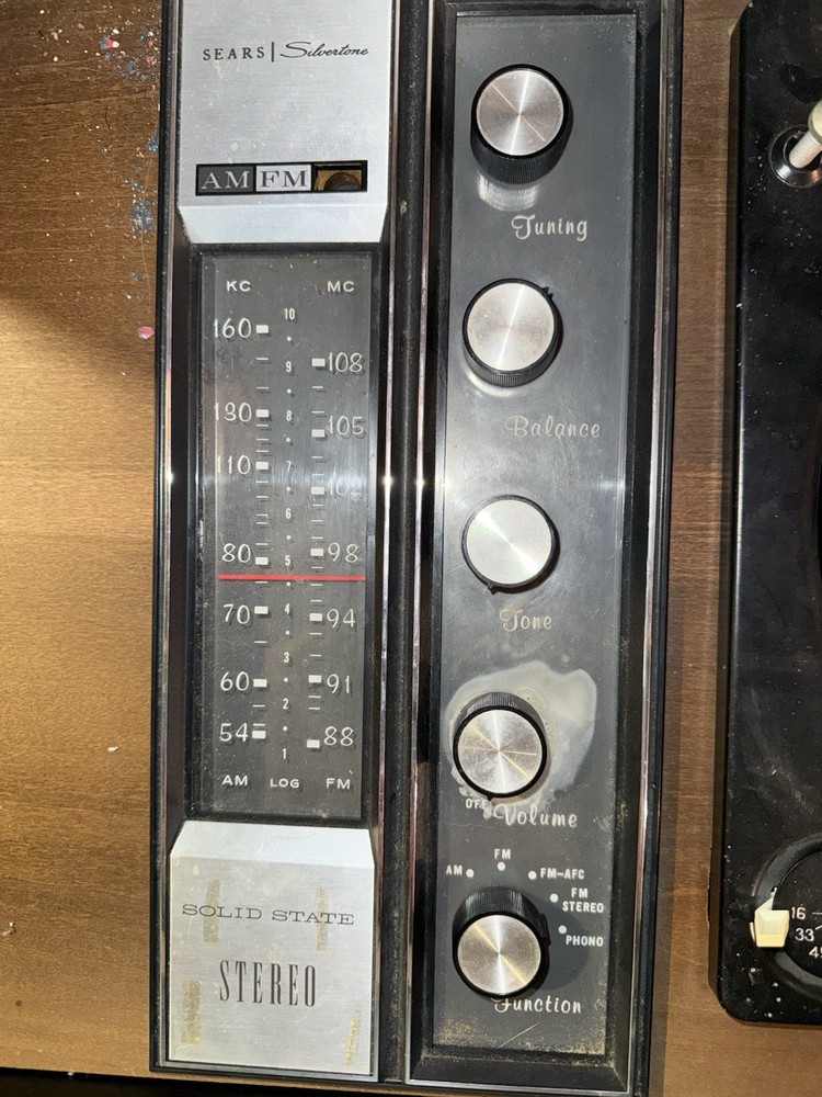 Sears Silvertone Solid State Stereo Console AM/FM Record Player