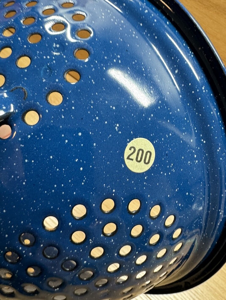 Cinsa Enamelware Blue & White Speckled 3 Legged Colander Strainer READ MORE
