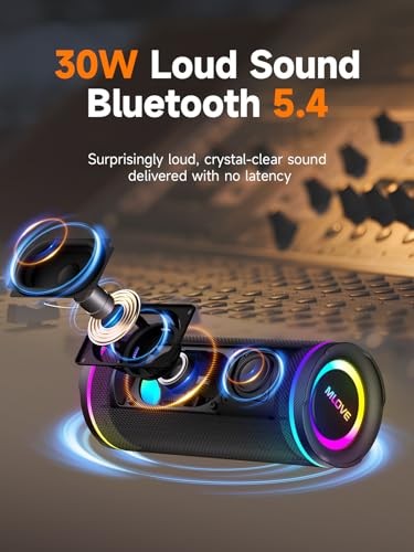 E80 Speakers Bluetooth Wireless, Portable Bluetooth Speaker with Aux Black