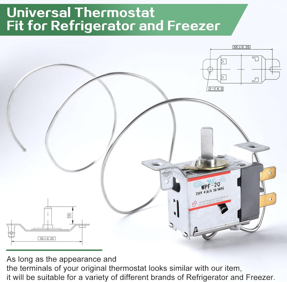 Mini Fridge Thermostat, Universal WPF-20 Freezer Thermostat Controller 2pin