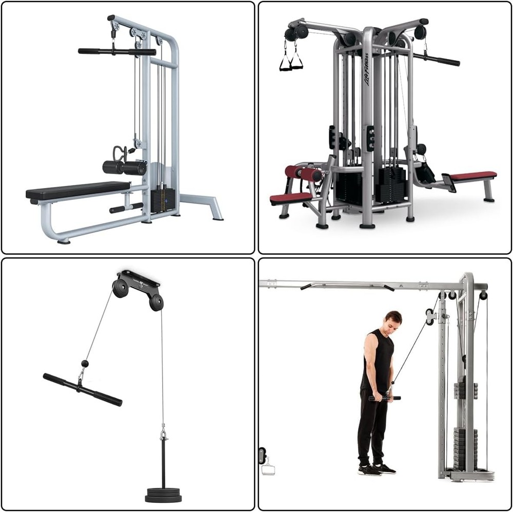 Pulldown Straight Bar Rotating Steel with Rubber Grips LAT Pull Down Handle for