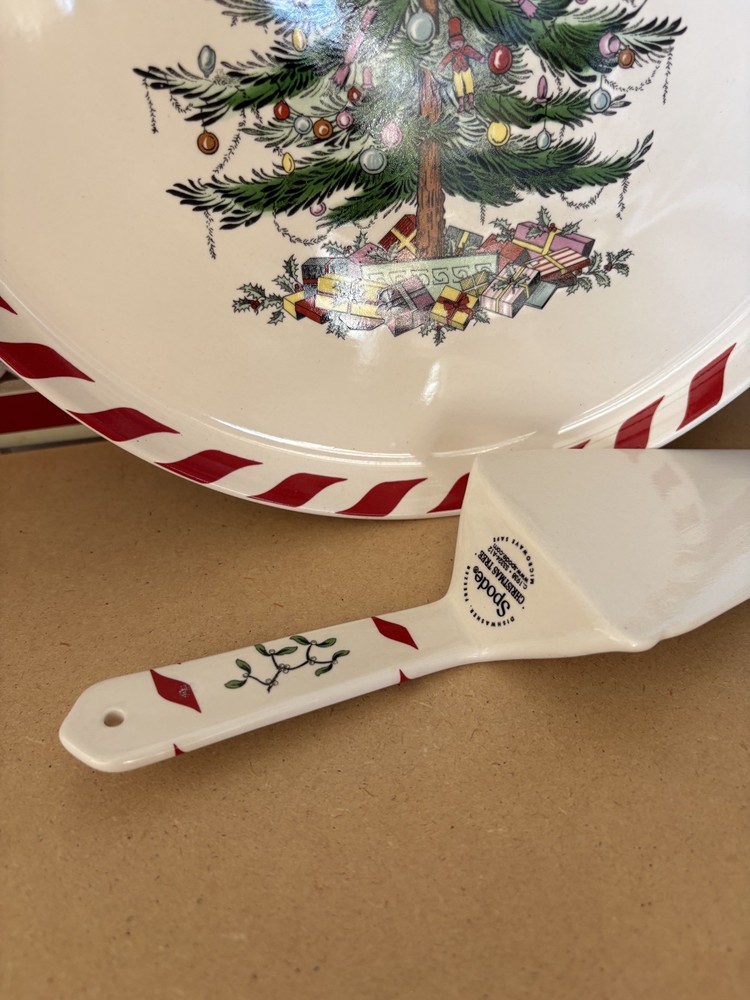 SPODE Christmas Tree Cake Plate & Server Exquisite