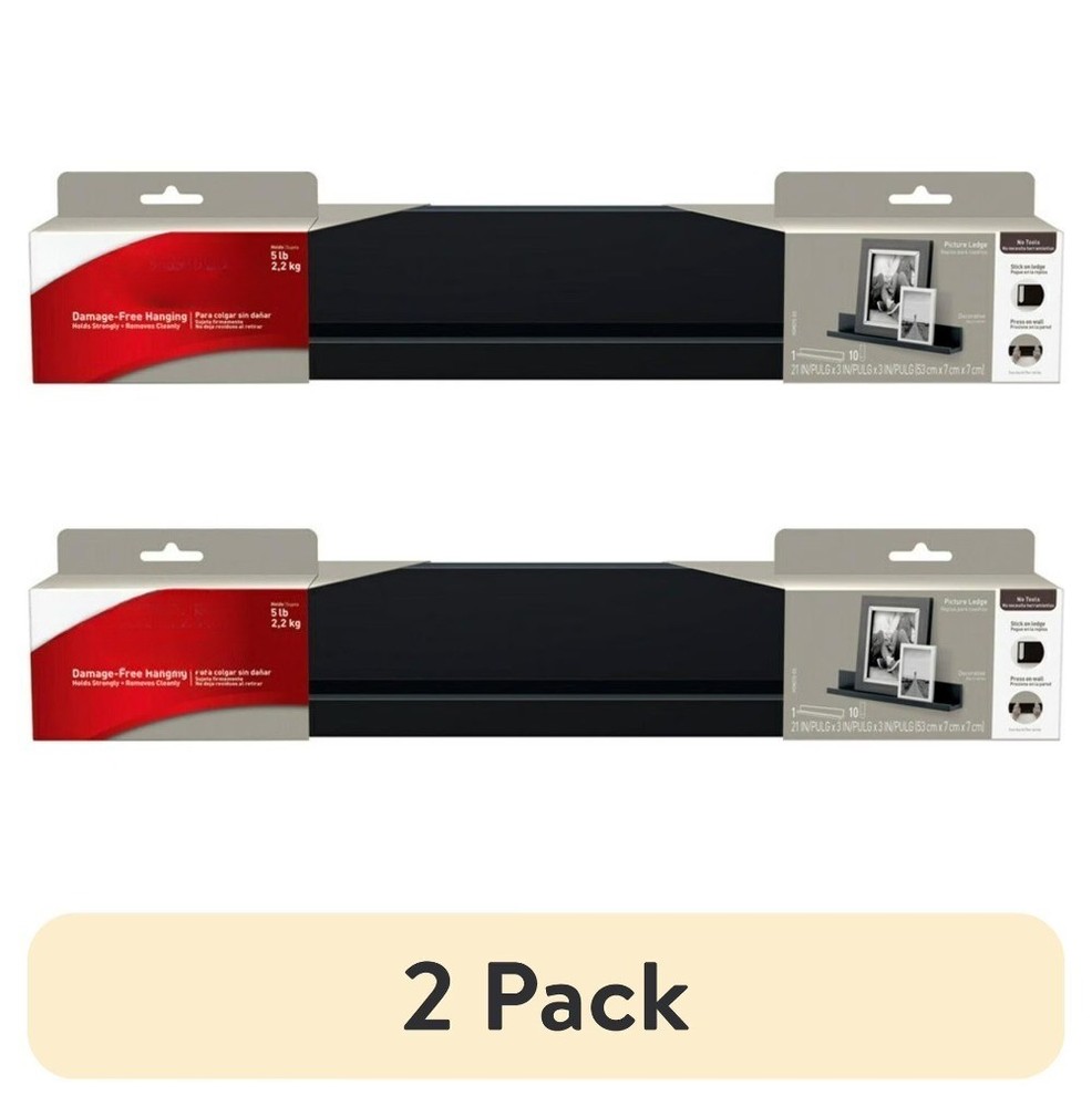 (2 pack) Damage Free Decorating, 1 Ledge and 10 Command Strips