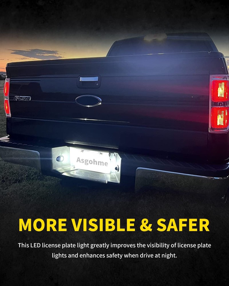 Asgohme LED License Plate Lights Bright White Rear Light,