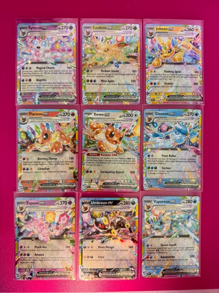 Prismatic Evolutions EX Complete 9 Card Eeveelutions Set