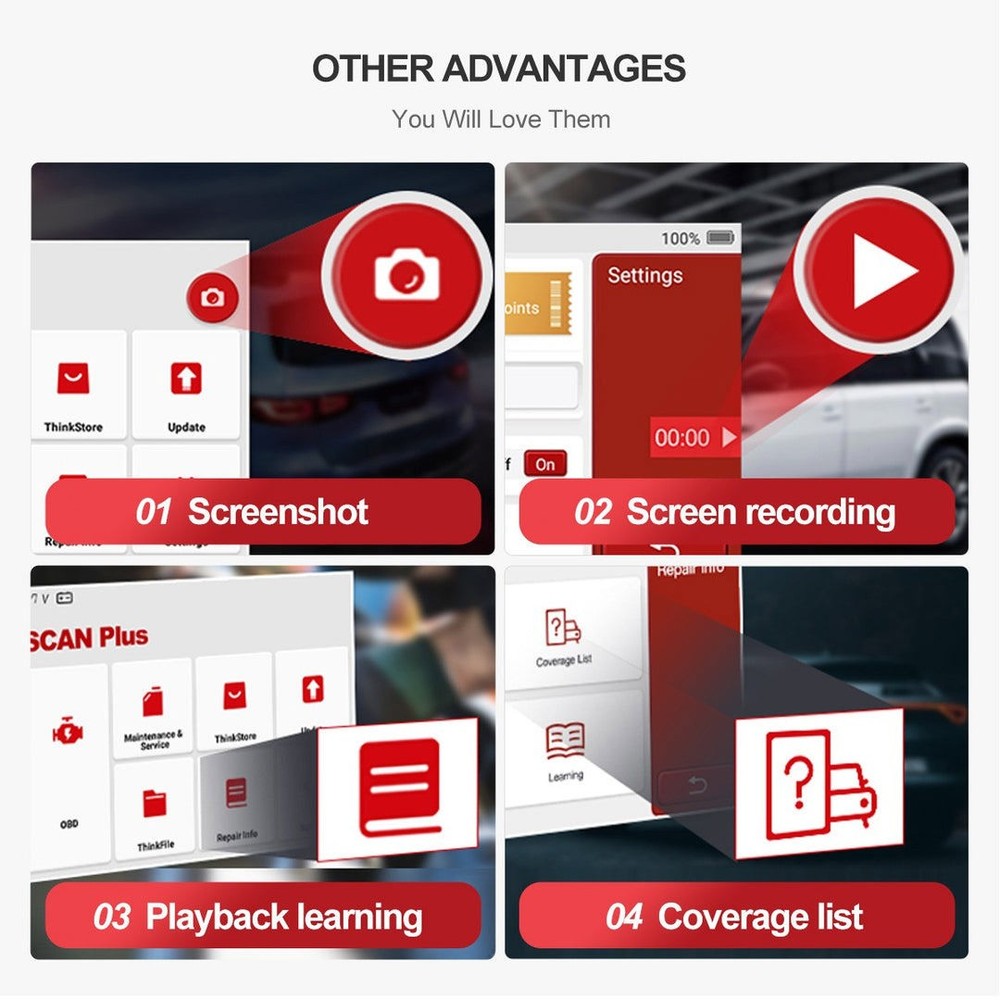 THINKCAR PLUS S7 Code Reader Car Diagnostic Tool ABS SAS SRS OBD2 Scanner
