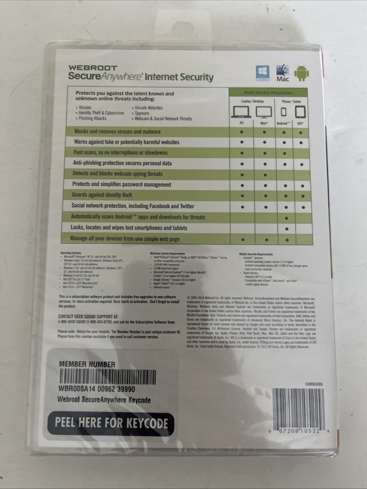Webroot SecureAnywhere Internet Security - Full Version for Windows & Mac WBR00…