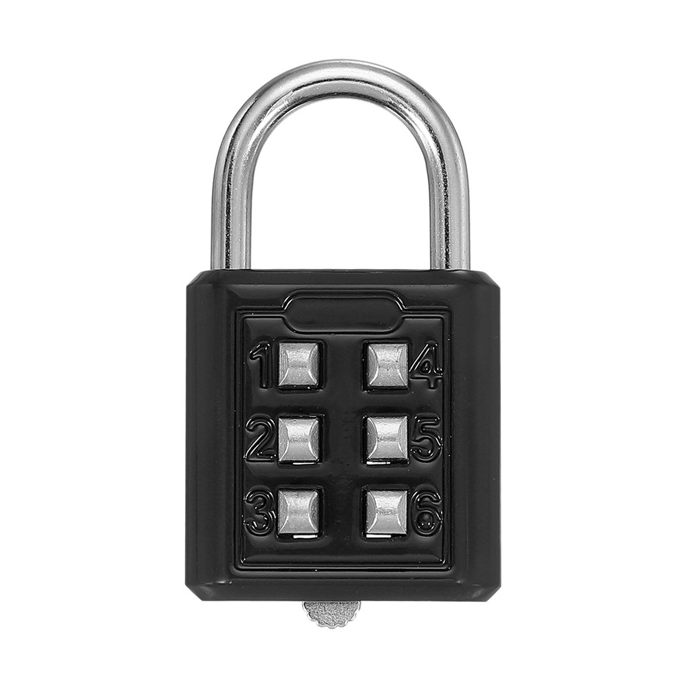 Push Button Combination Padlock 6-Digit 3-Position Lock Black