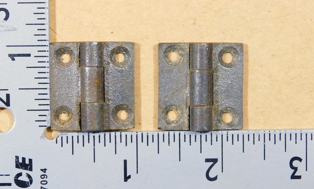 Pair original antique small cast iron butt hinges