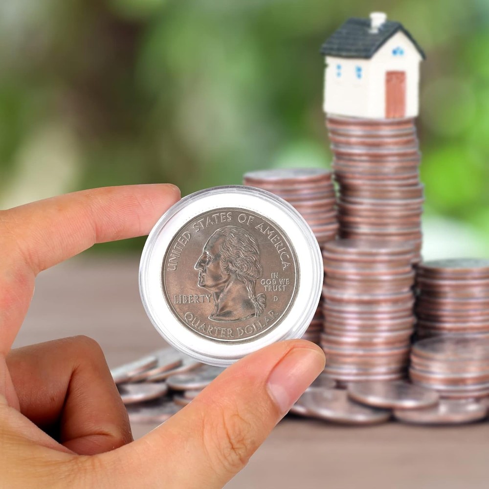 60-Pack Clear Plastic Coin Capsules | 40mm Holders with Adjustable Gaskets