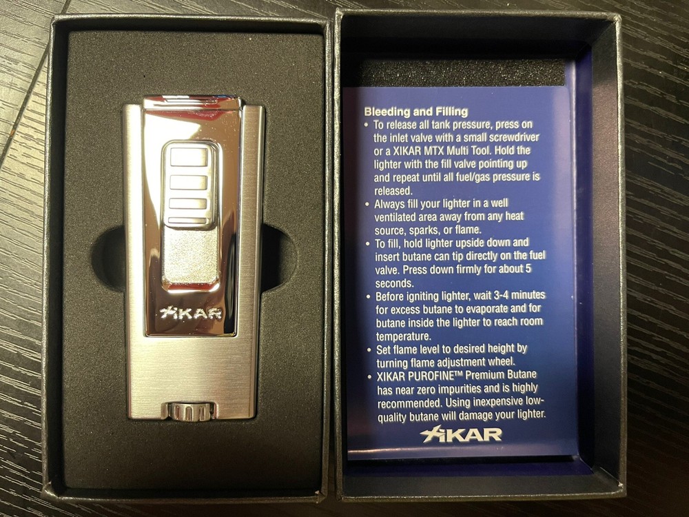 Xikar Trezo Lighter, Inline Triple Jet Flame, Chrome/Silver XI-545CS