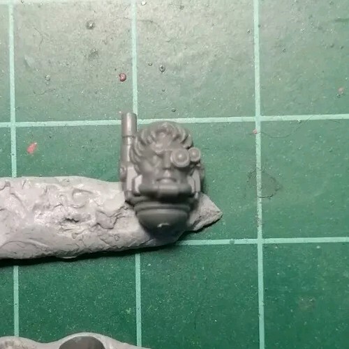 Space Marines Head With Bionic Eye And Antenna