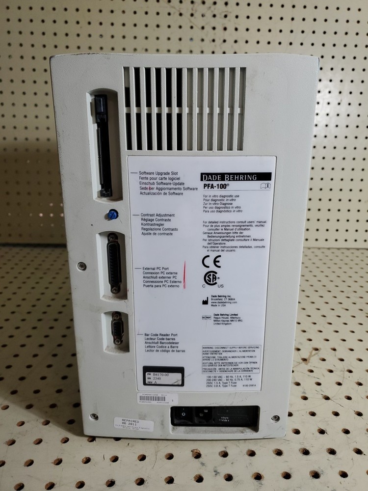 Dade Behring PFA100 Platelet Function Analyzer