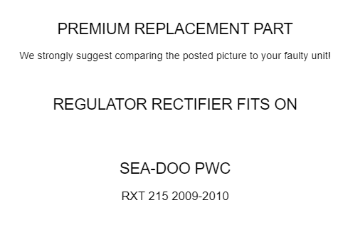 Regulator Rectifier for Seadoo Rxt 215 2009 2010