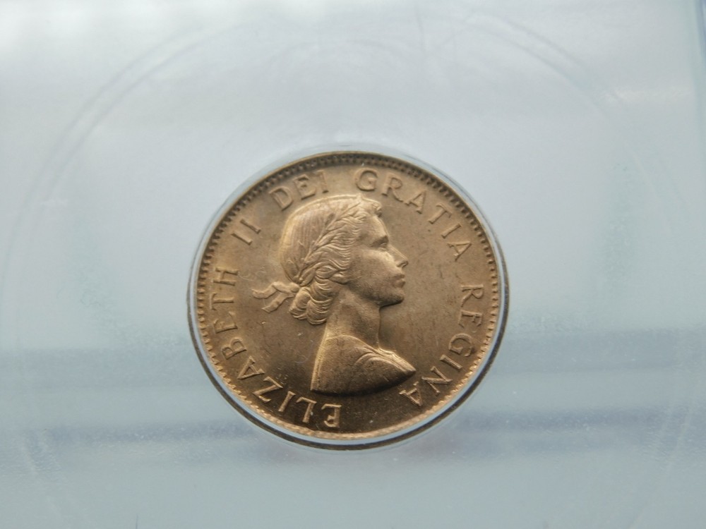 1955 GRADED RED CANADA SMALL CENT ~ ICG MS65 RD (BT1110)