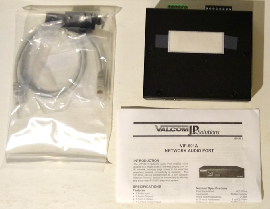 Valcom VIP-801A SIP VoIP Paging Adapter IP Audio Gateway Interface