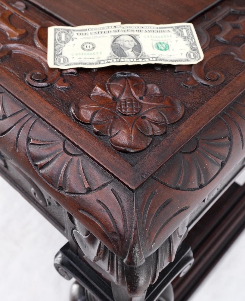 Jacobean Finely Carved Massive Solid Mahogany Partners Desk
