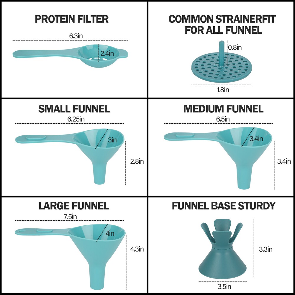 6PCS Kitchen Funnel Set with Detachable Strainer Filter & Egg Separator BPA-Free