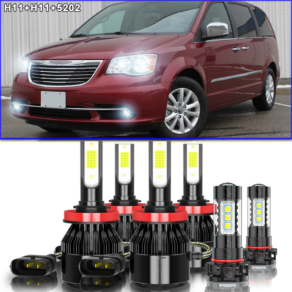 For Chrysler Town & Country 2010-2016 6Pcs Combo LED Headlights Fog Light Bulbs