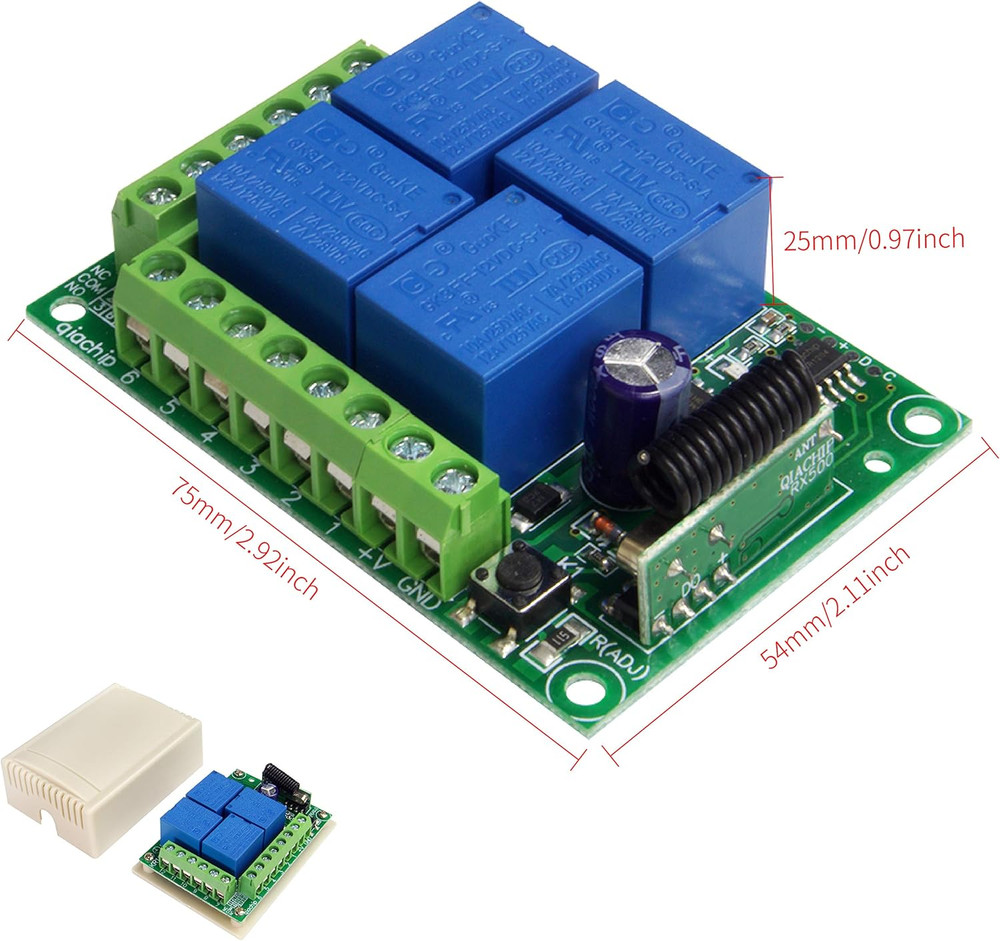 Universal 12V 4CH Wireless Relay Remote Module Switch RF 433Mhz with Remote Cont