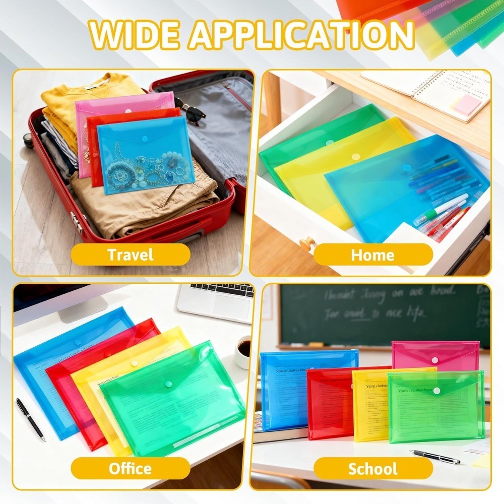 Clear Plastic Envelope Folders 5 Pack A4 Letter Size Waterproof Reusable Poly