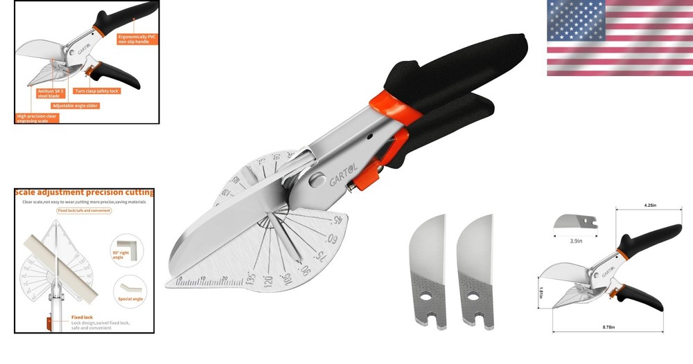 Adjustable Angle Miter Shears with Spare Blades