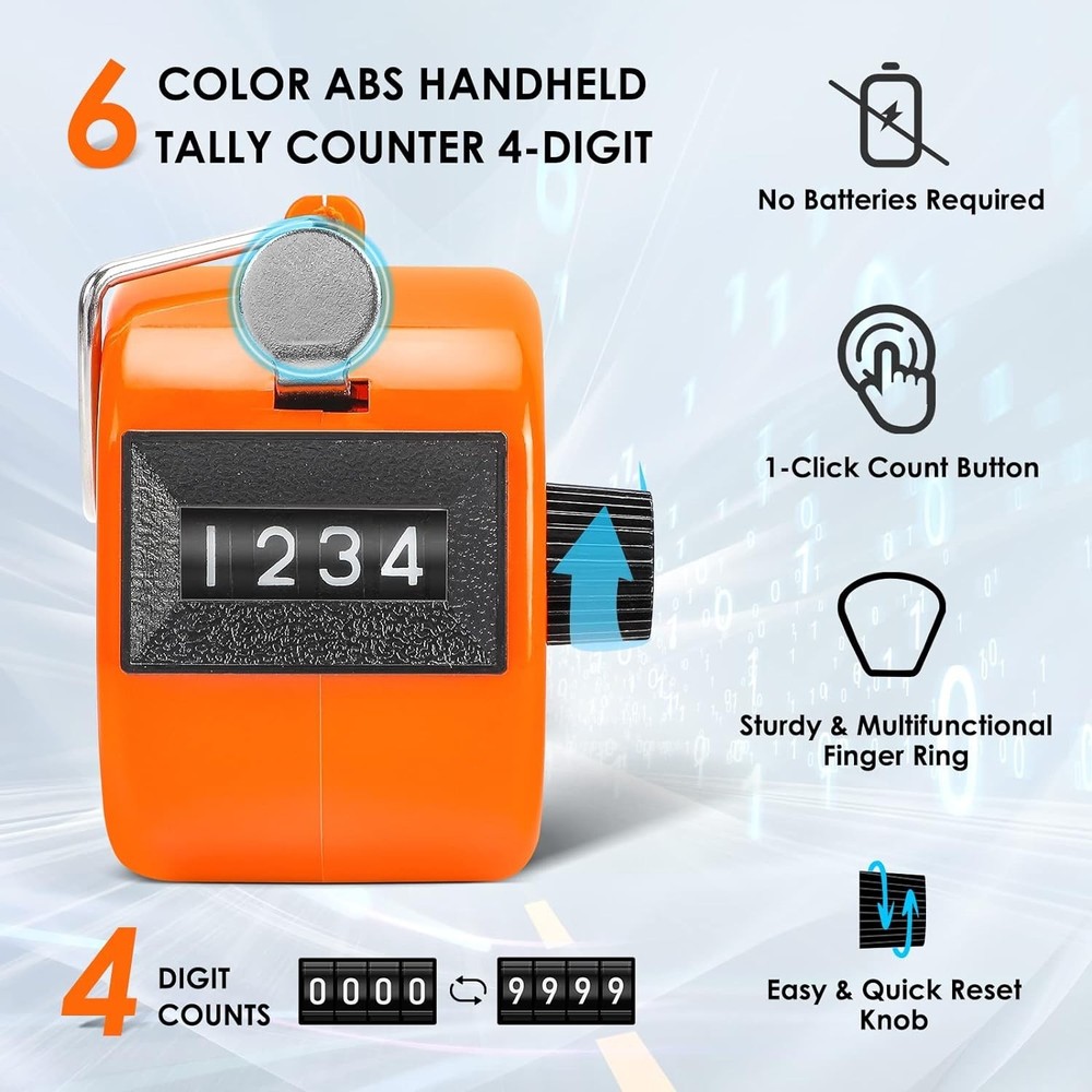 6 Pack Handheld 4-Digit Mechanical Clicker Counter for Coaching Crafts