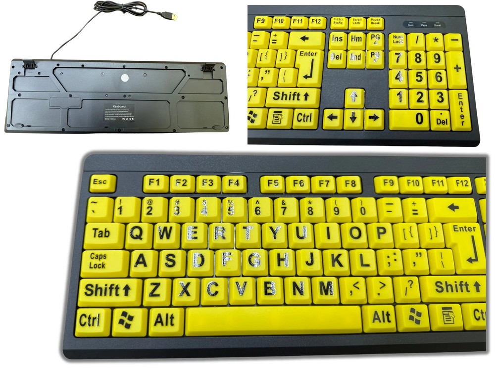 Large Print Computer Keyboard. Yellow keys Black Letters