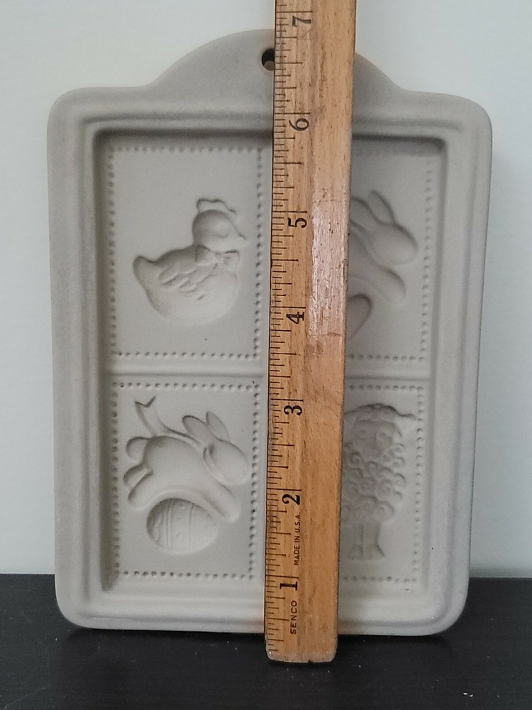 Stoneware Cookie Mold Bunnies Sheep Lamb Chick Easter Spring