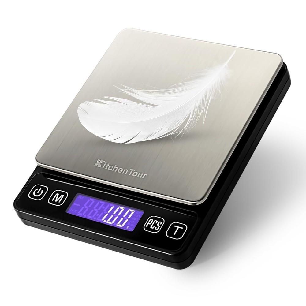 KitchenTour Digital Kitchen Scale - 500g/0.01g High Accuracy Precision Multif...