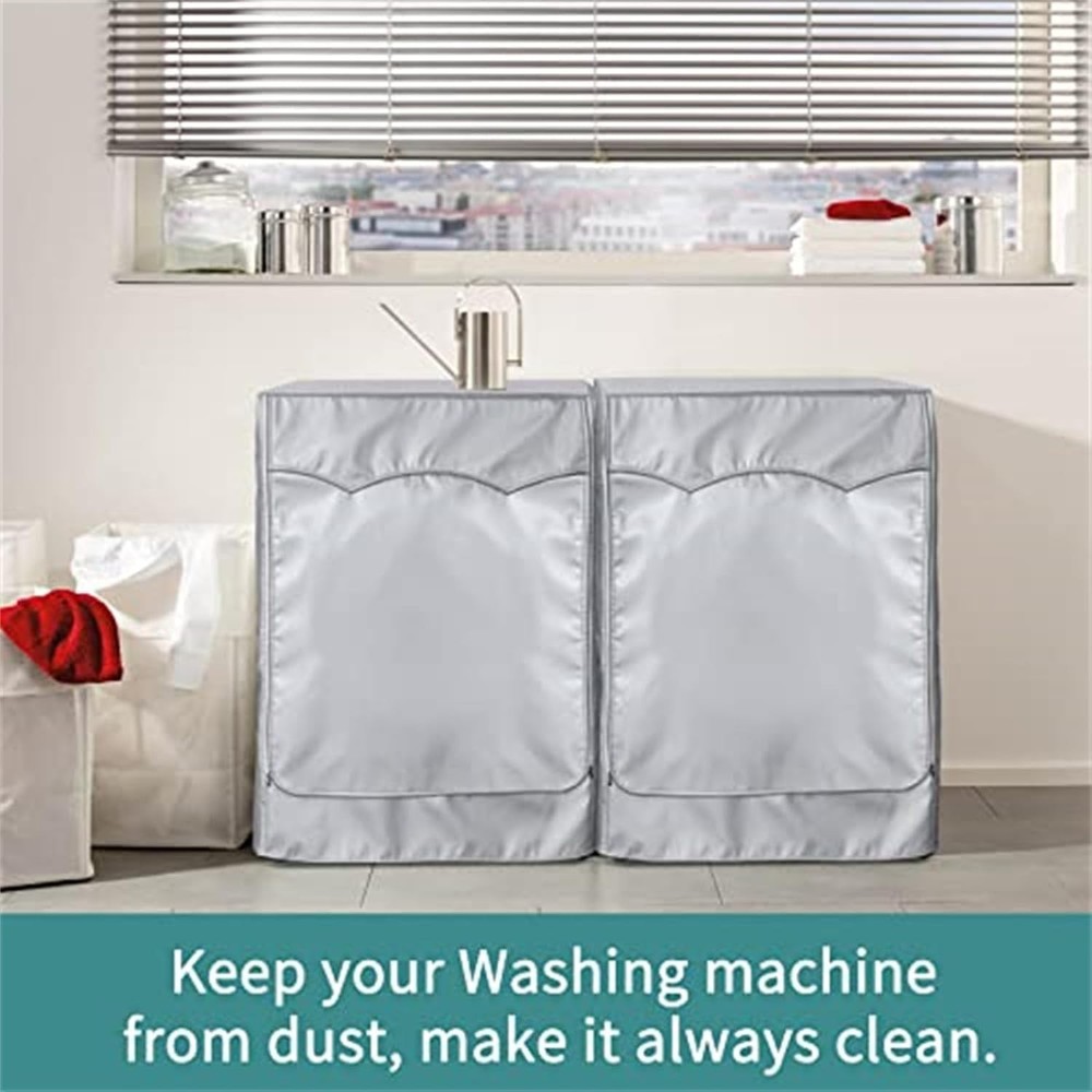 Durable Front Load Washer Dryer Cover Silver Drawstring Waterproof UV Resistant
