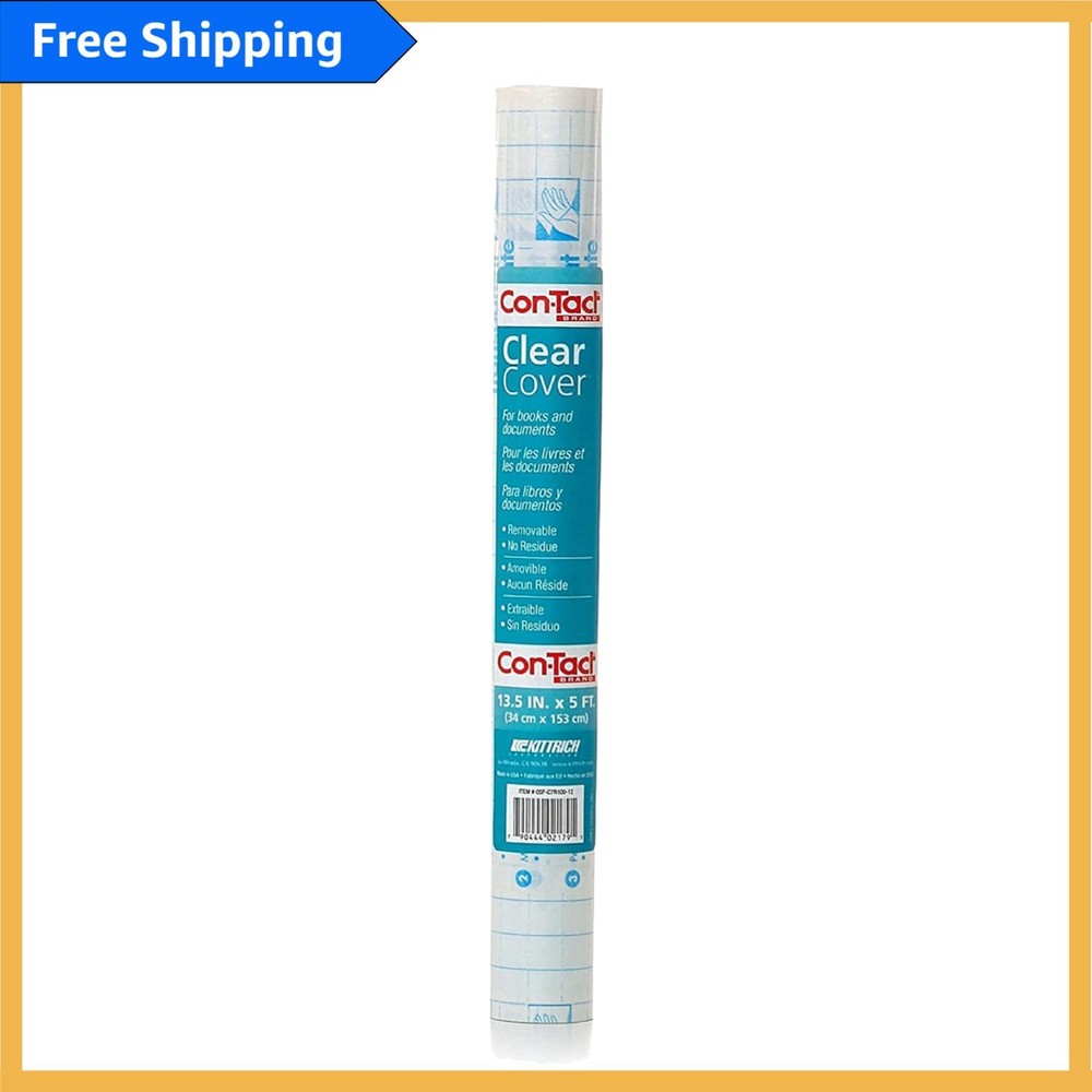 Clear Self-Adhesive Protective Liner - 13.5'' x 5' for Books & Documents