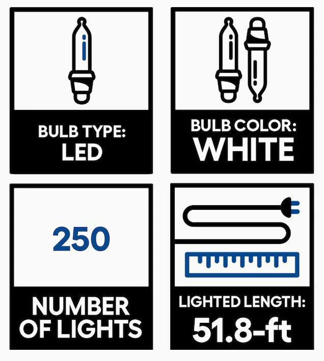 GE StayBright 250-Count 51.8-ft White Micro LED Christmas String Lights