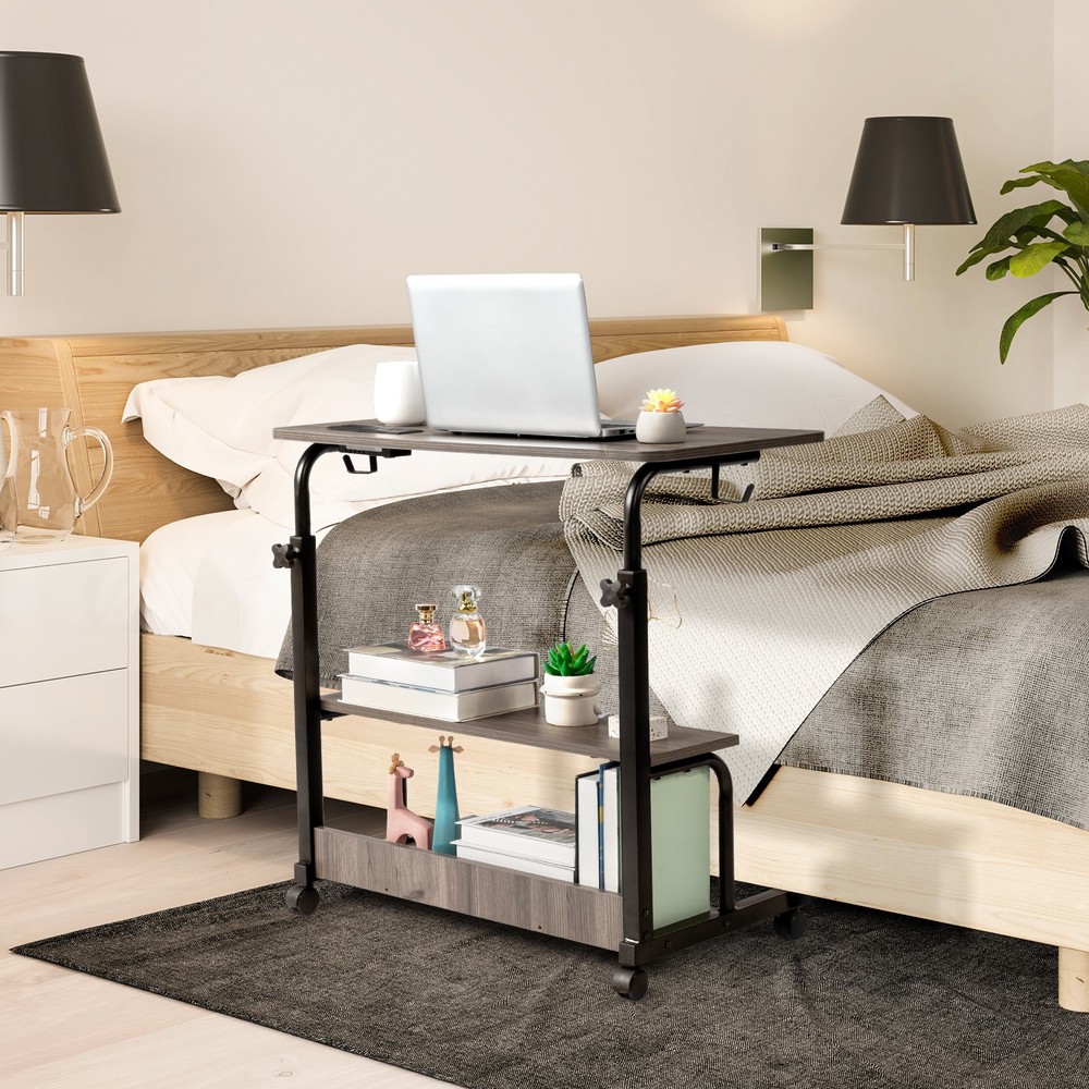 Grey Oak Particle Board with Melamine Coating Adjustable Computer Desk