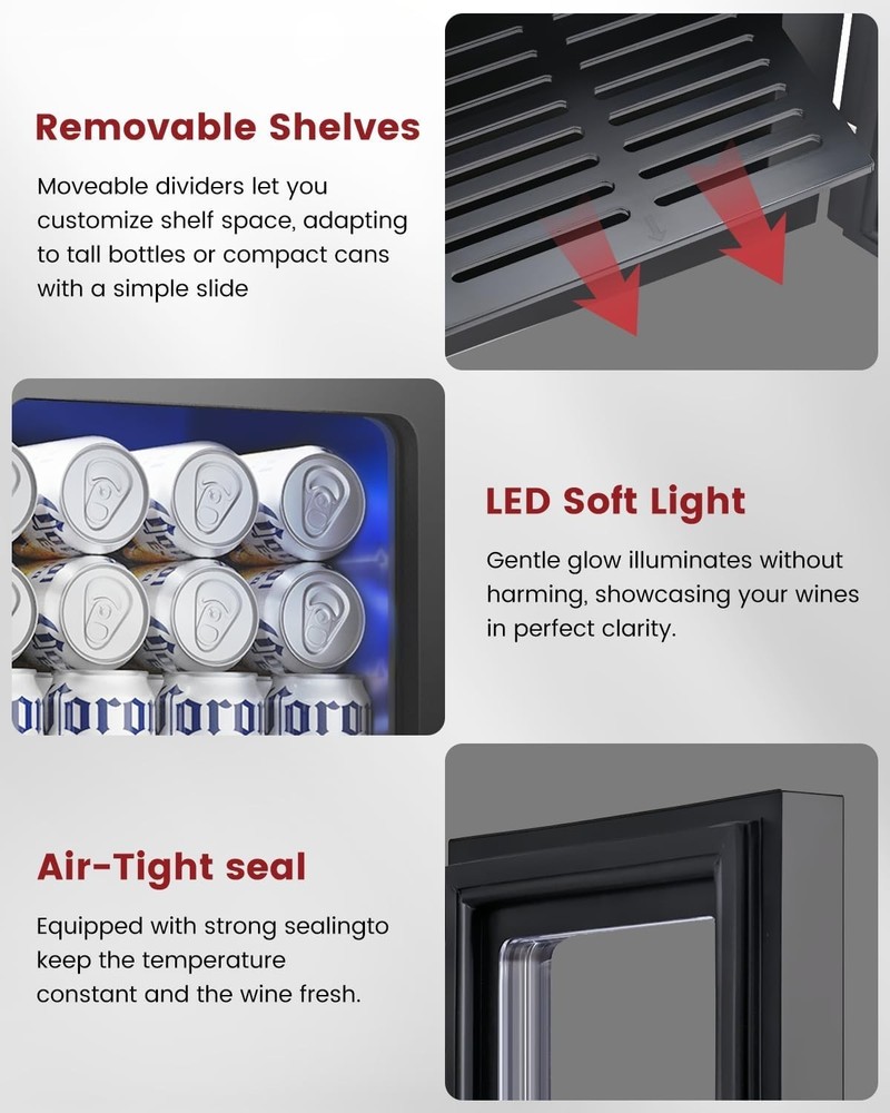 24 Cans Beverage Refrigerator Cooler - Mini Fridge with Digital Temperature C...